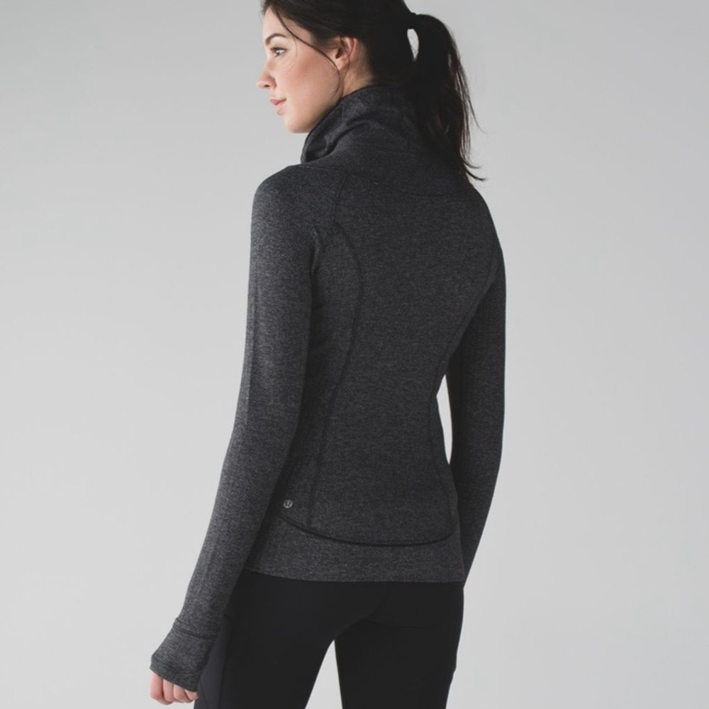 Lululemon Think Fast Pullover Heathered Herringbone/Heathered Black Sz 6
